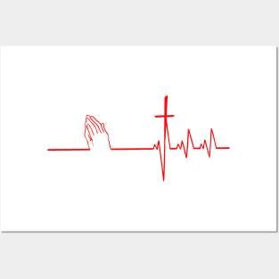 Christianity, Heartbeat icon, cross, heart & prayer Posters and Art